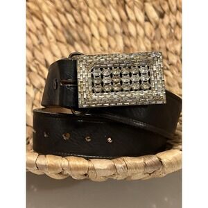 Beth Frank VTG Crystal Buckle 36M leather strap Belt